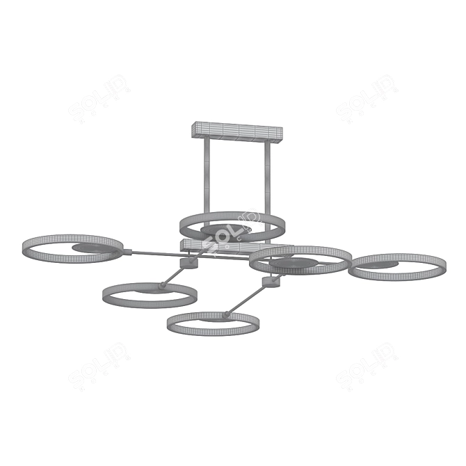 Brass LED Ring Chandelier 3D model image 2