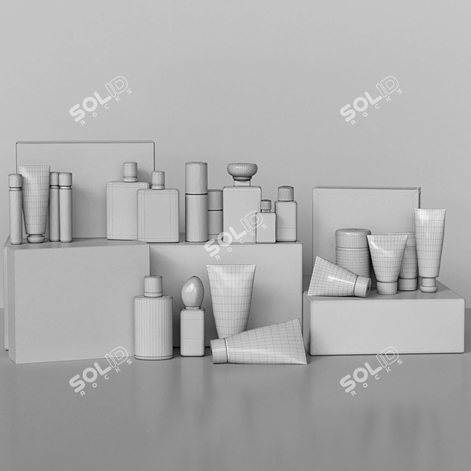 Branded Beauty Set: Cream, Makeup, Gel & Perfume 3D model image 2