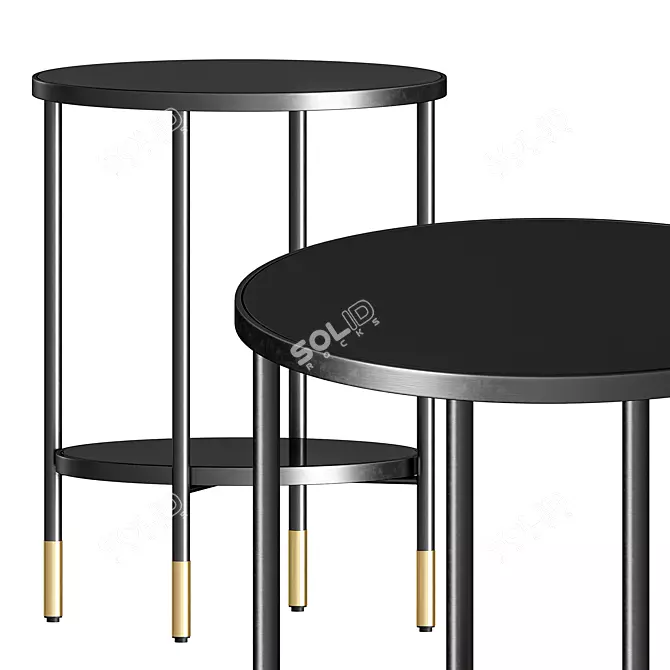 Elegant Asperod Side Table with Black Metal and Smoky Glass 3D model image 1