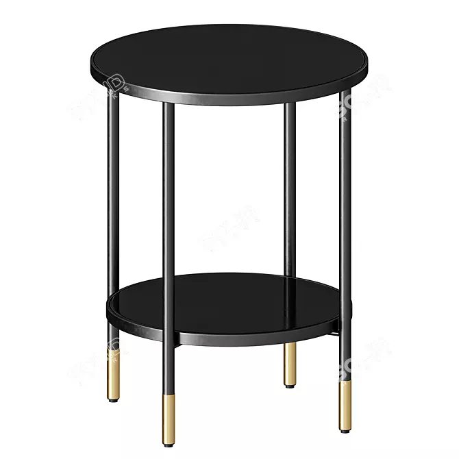 Elegant Asperod Side Table with Black Metal and Smoky Glass 3D model image 2