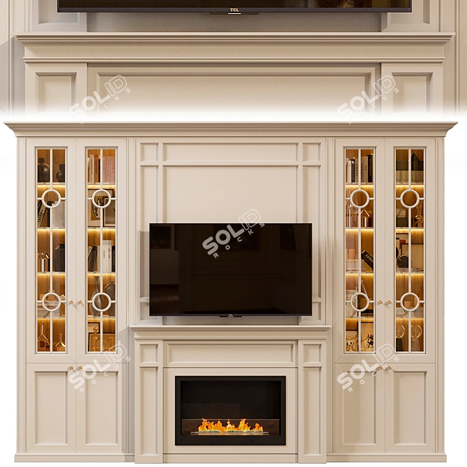 Elegant Neoclassical TV Wall 3D model image 1