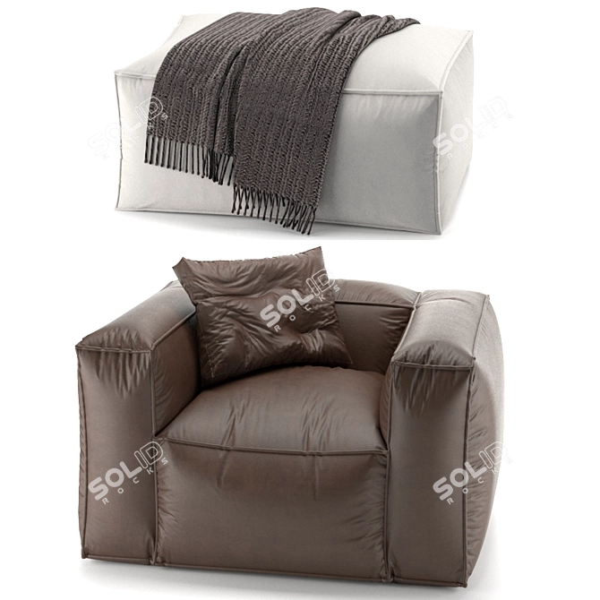 Stylish Tavola Pouf Set 3D model image 2