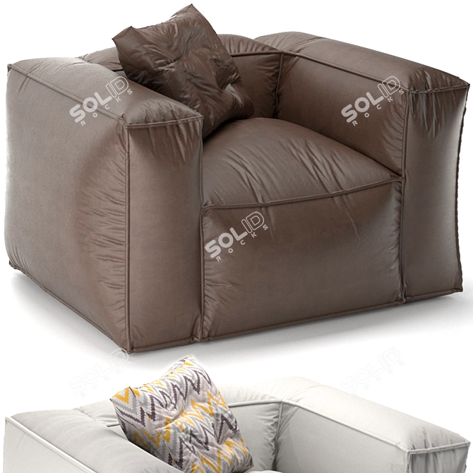 Stylish Tavola Pouf Set 3D model image 3