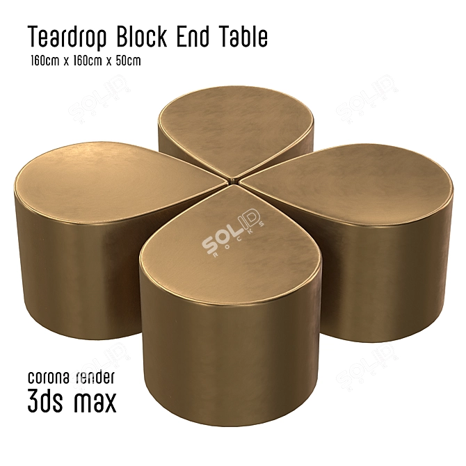 Modern Teardrop Block End Table 3D model image 1