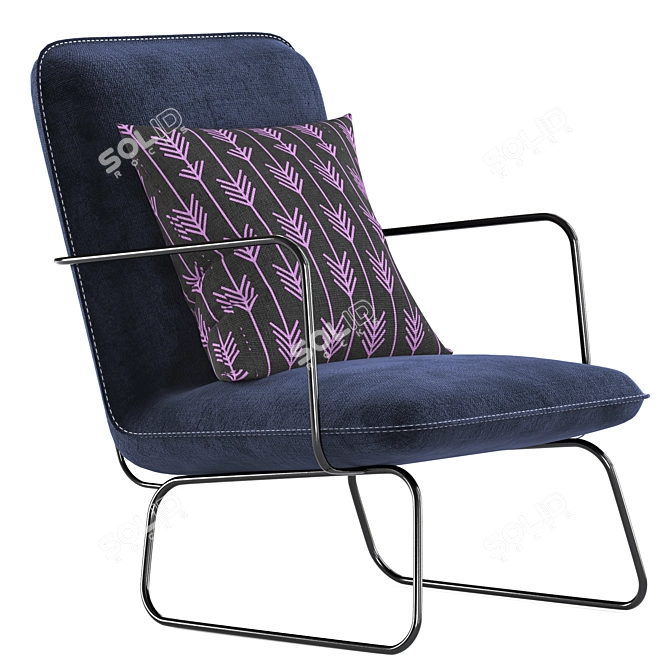 Industrial Lounge Chair Lucas Blue 3D model image 1