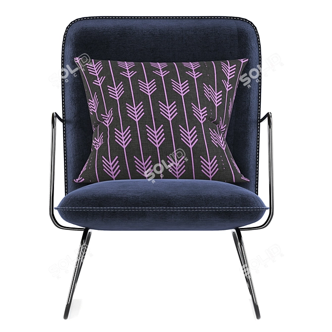 Industrial Lounge Chair Lucas Blue 3D model image 2