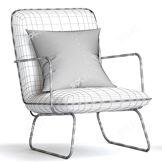 Industrial Lounge Chair Lucas Blue 3D model image 5