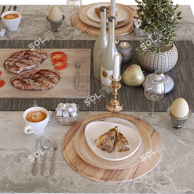 Modern Breakfast Table 005: Stylish, Functional Design 3D model image 2