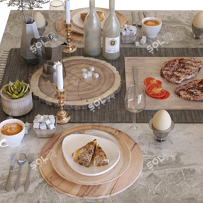 Modern Breakfast Table 005: Stylish, Functional Design 3D model image 8