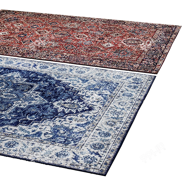 Vintage Floral Patterned Rug 3D model image 2