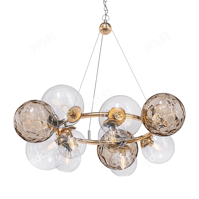 Elegant Silver Leaf Chandelier 3D model image 1