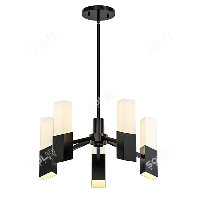 Antique Bronze Satin Glass Chandelier 3D model image 1