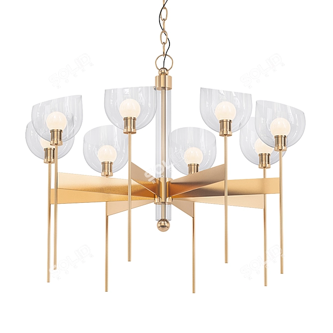 Elegant Aged Brass Chandelier 3D model image 1