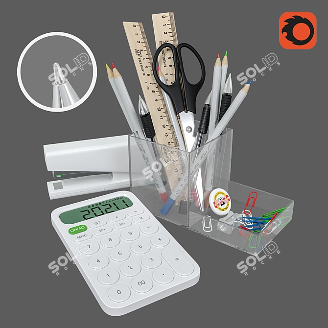 Desk Organizer Set: Compact & Stylish 3D model image 1