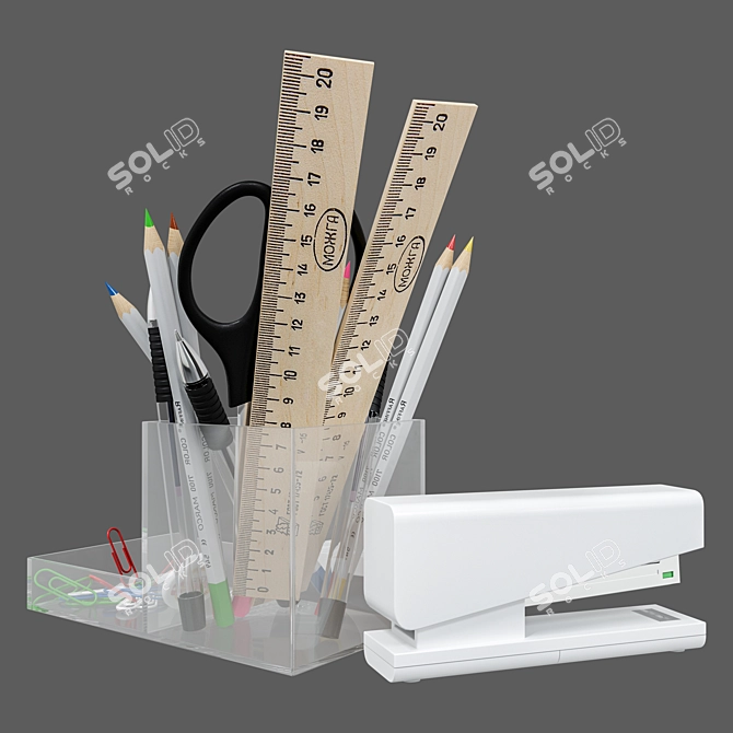 Desk Organizer Set: Compact & Stylish 3D model image 2