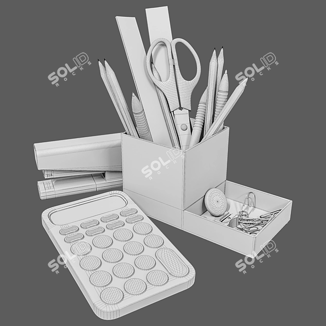 Desk Organizer Set: Compact & Stylish 3D model image 4