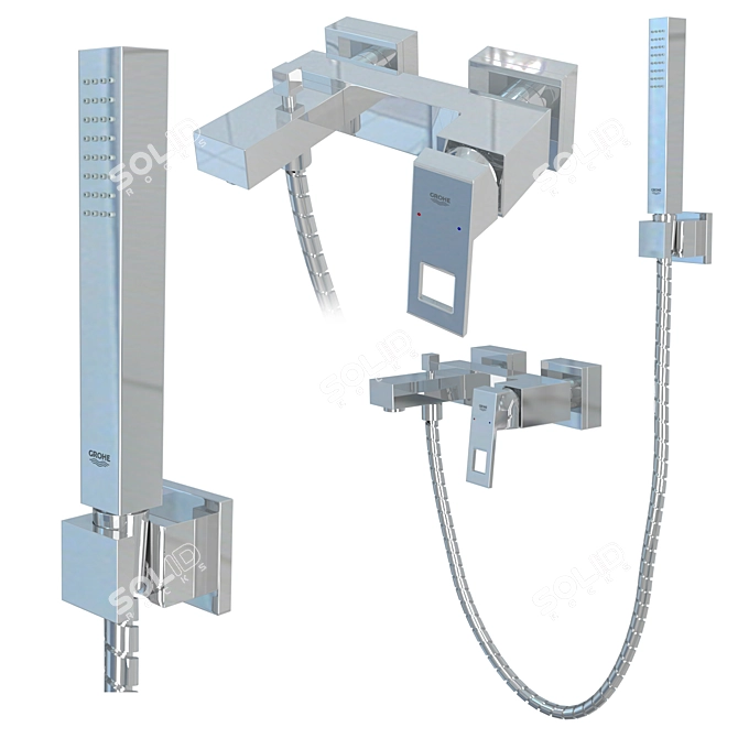 GROHE Eurocube Faucet Set: Stylish and Functional 3D model image 2