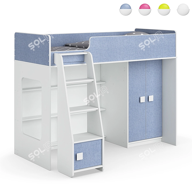 Legenda K42A + LP42B Modular Children's Loft Bed 3D model image 6