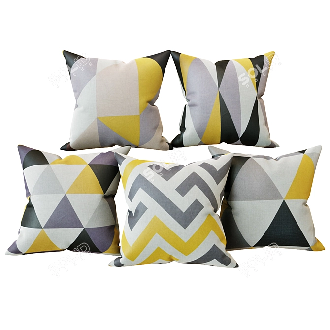 Chic Geometric Pattern Pillows 3D model image 1