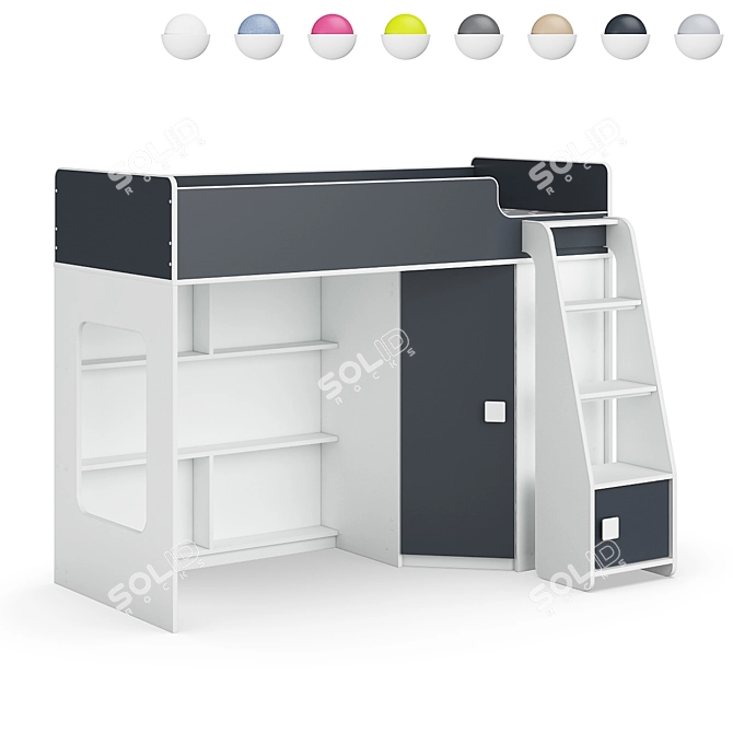 Modular Children's Loft Bed Set: Legenda K42B + LP42B 3D model image 6