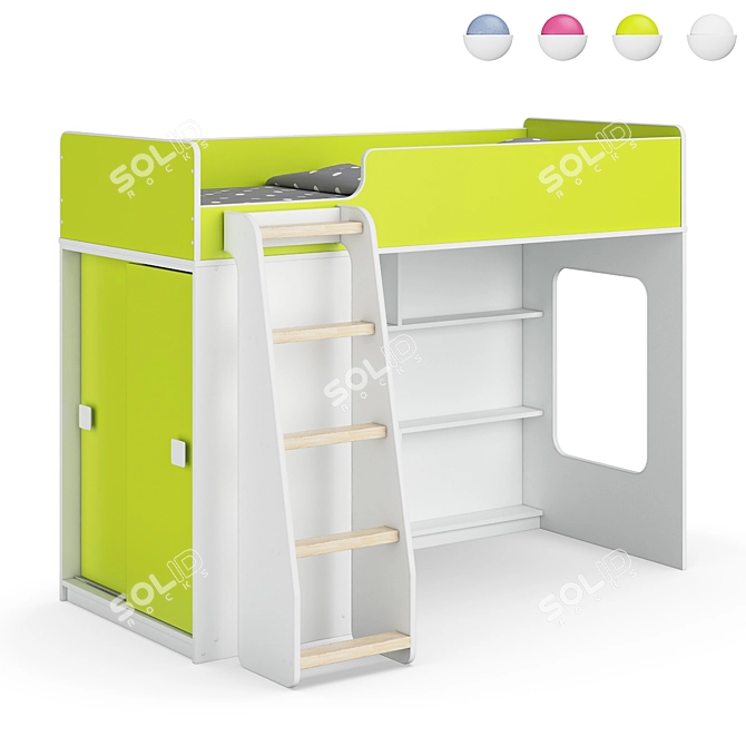 Modular Kids Bunk Bed Set 3D model image 6