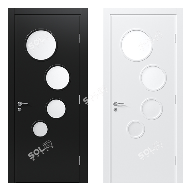 Modern Five-Panel Interior Door 3D model image 1