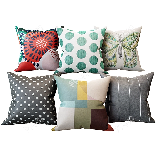 Decorative Pillow Set: Variety and Style 3D model image 1