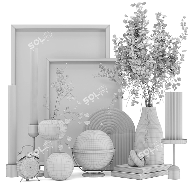 Elegant Decorative Plant Set 3D model image 5