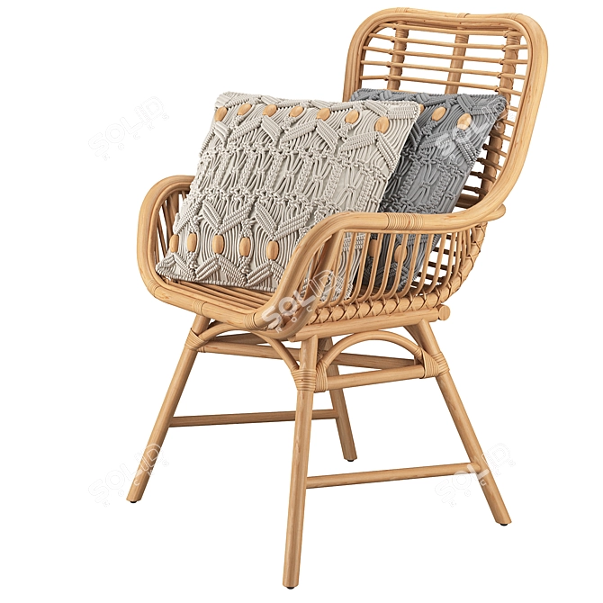 Rattan Accent Chair - Stylish and Sturdy 3D model image 2