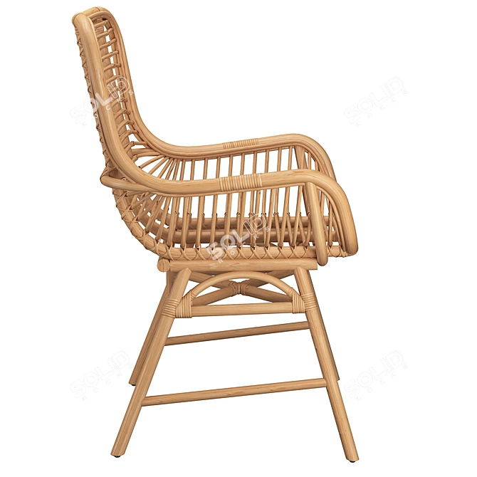 Rattan Accent Chair - Stylish and Sturdy 3D model image 4