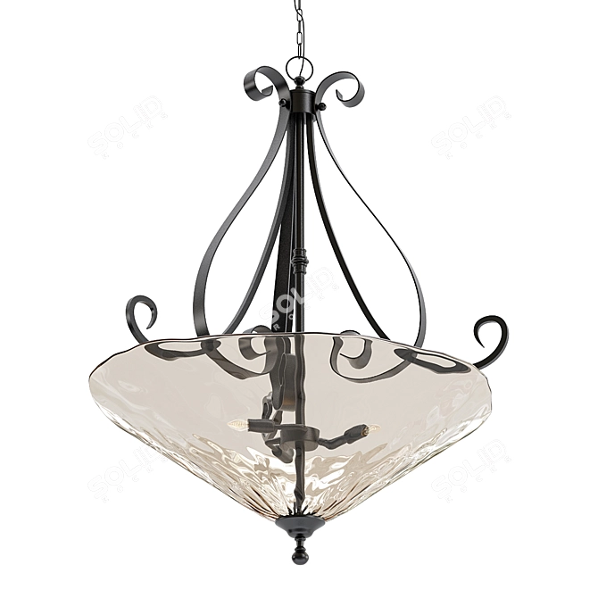 Amber Scroll Pendant Light 3D model image 1