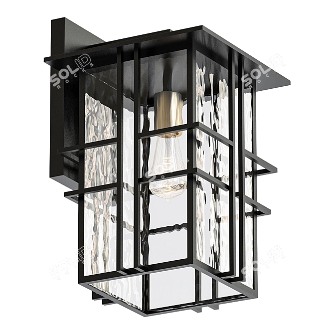 Sleek Black Outdoor Wall Light 3D model image 1