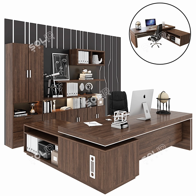 Luxury CEO Office Furniture Set 3D model image 1