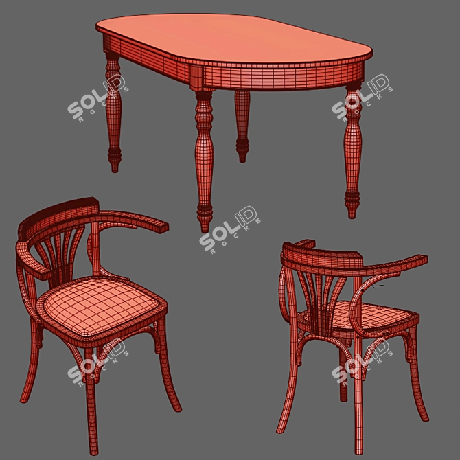 Viennese Style Wooden Armchair 3D model image 5