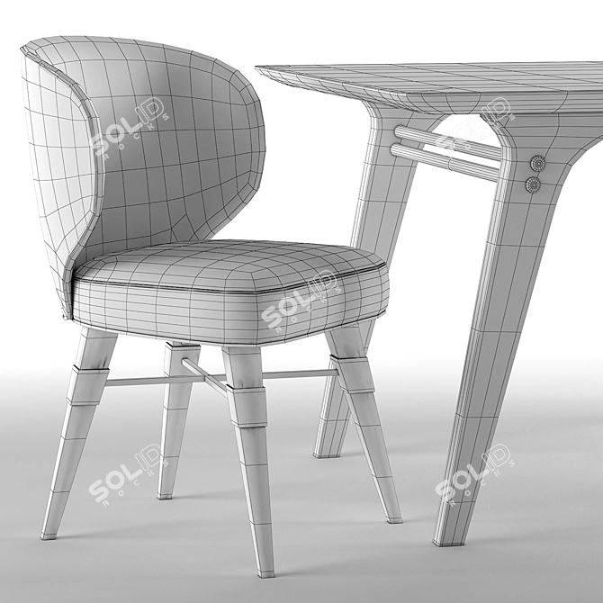 Edward Dining Set: Stunning Table & Louis Chairs 3D model image 5