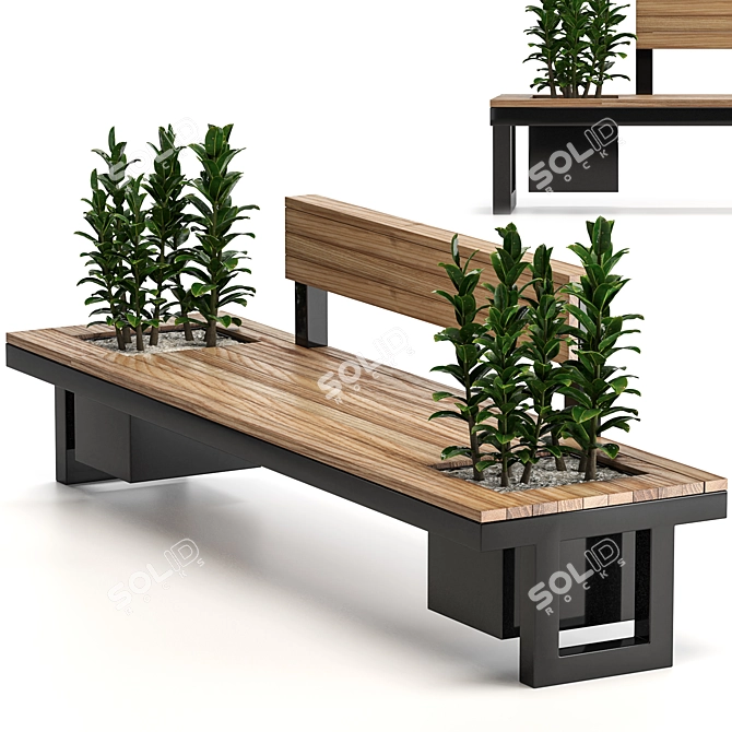 Urban Bench: Plants-Inspired Outdoor Seating 3D model image 1