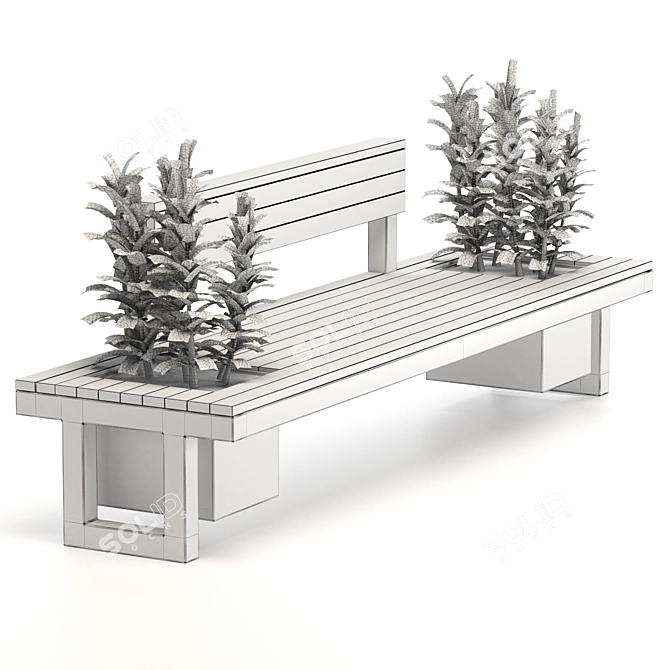 Urban Bench: Plants-Inspired Outdoor Seating 3D model image 4