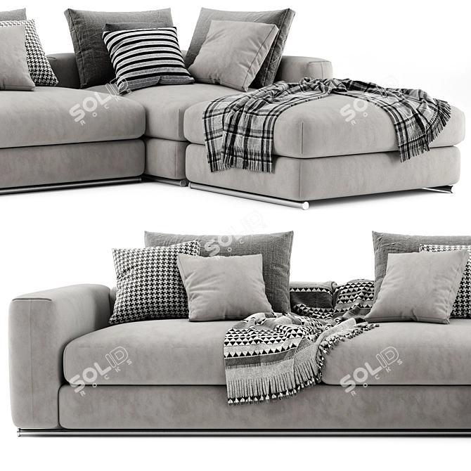 Flexform Asolo Chaise Longue: Sleek and Stylish Sofa 3D model image 4