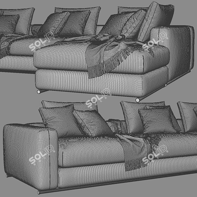 Flexform Asolo Chaise Longue: Sleek and Stylish Sofa 3D model image 2