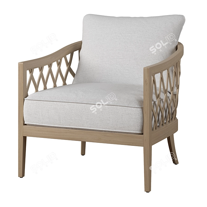 Modern Teak Lounge Chair 3D model image 2