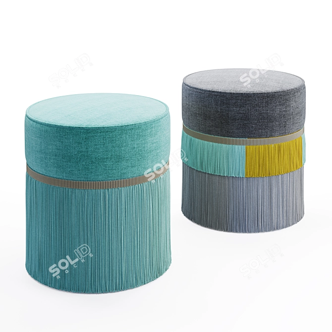 Luxury Couture Velvet Pouf 3D model image 1