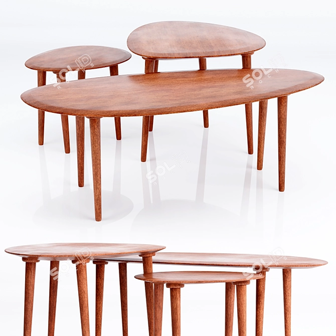 Zen-inspired Zara Home Wooden Tables 3D model image 1