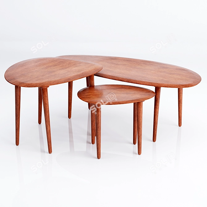 Zen-inspired Zara Home Wooden Tables 3D model image 2