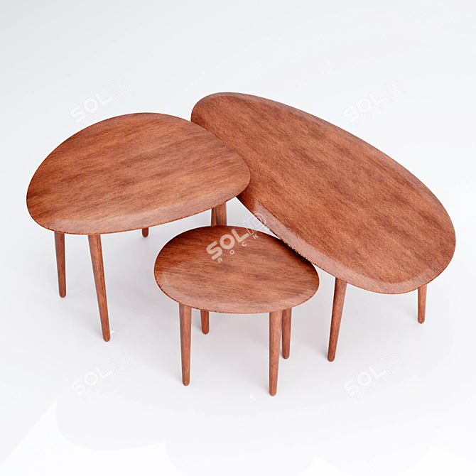 Zen-inspired Zara Home Wooden Tables 3D model image 4