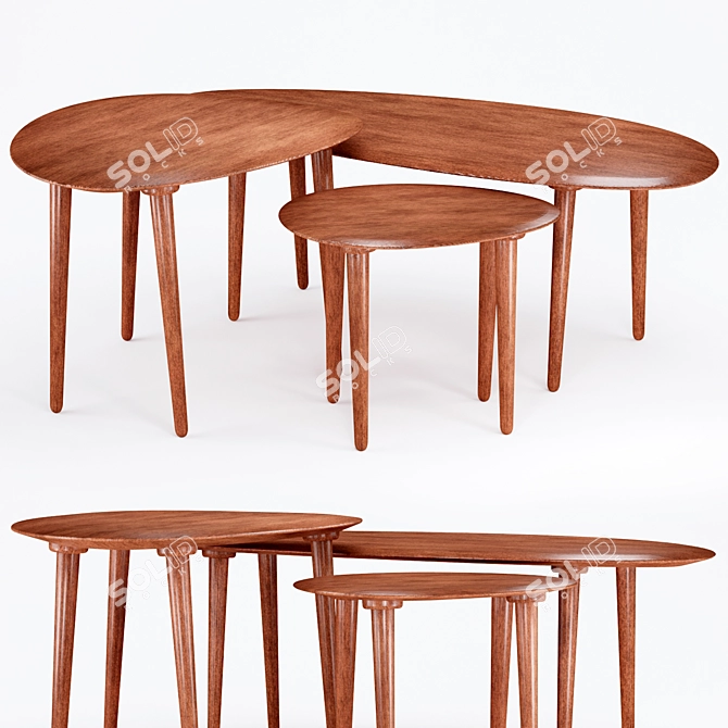 Zen-inspired Zara Home Wooden Tables 3D model image 6