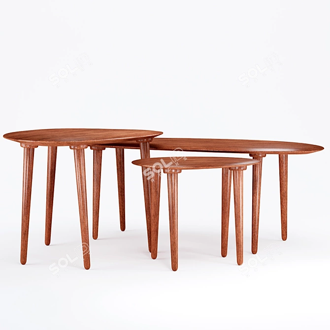 Zen-inspired Zara Home Wooden Tables 3D model image 9