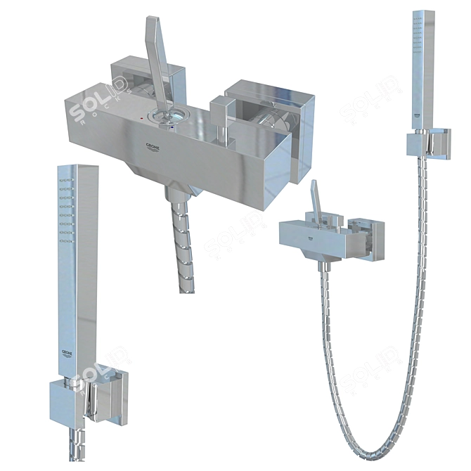 Eurocube Joy Faucet Set: Stylish and Versatile 3D model image 4