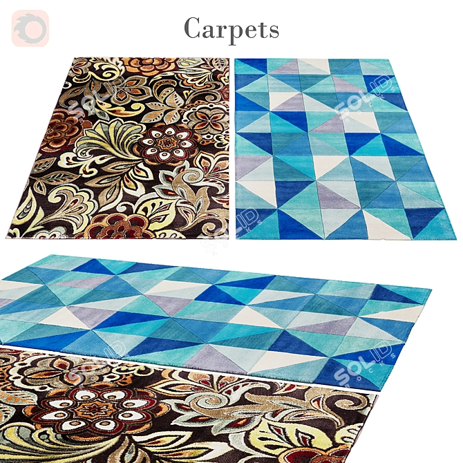 Vibrant Medley Modern Rug 3D model image 1