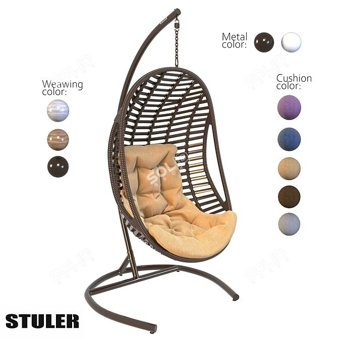 Eco-Rattan OM Hanging Chair 3D model image 1