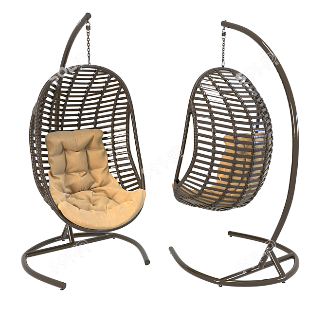 Eco-Rattan OM Hanging Chair 3D model image 2